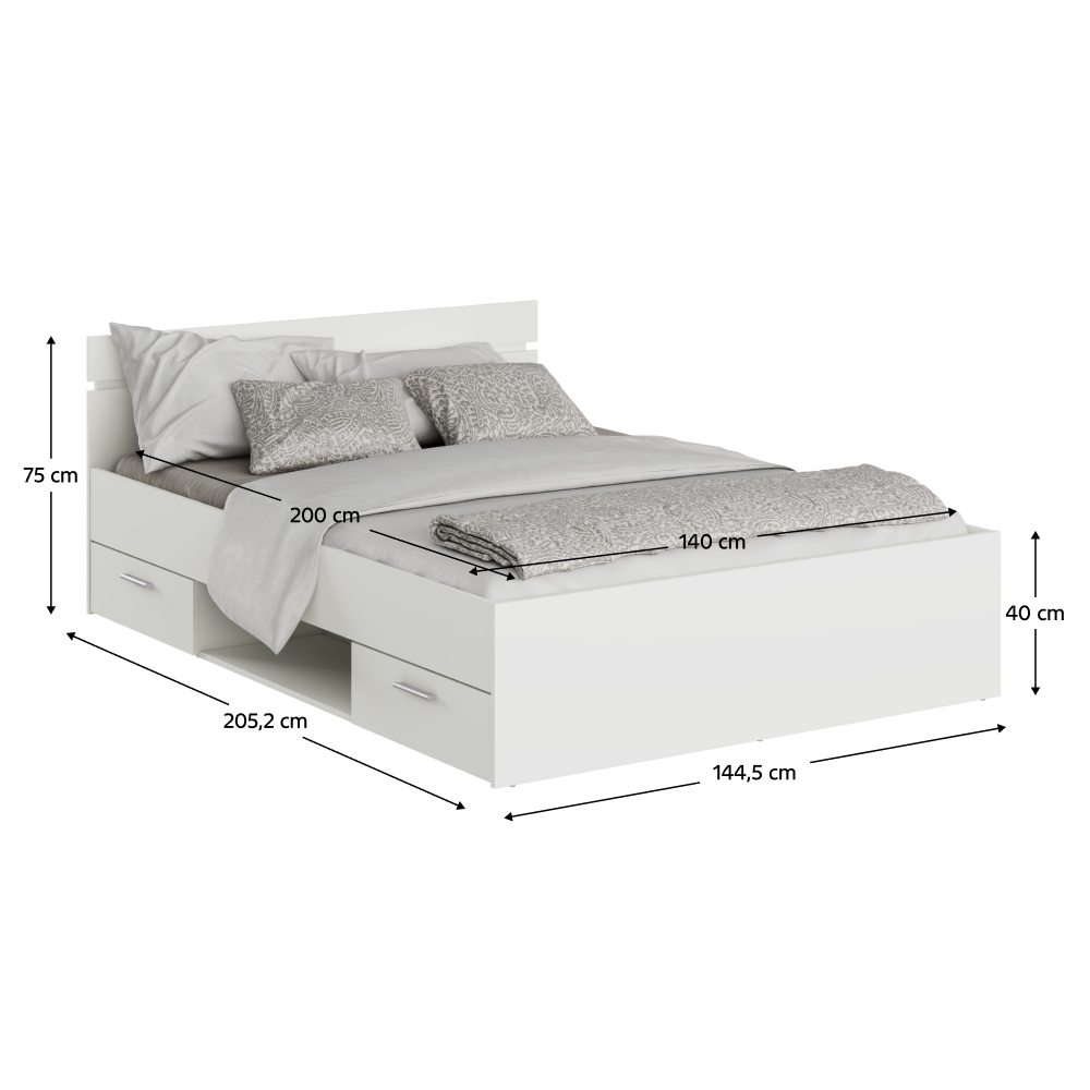 Ágykeret, 140x200, fehér, MICHIGAN NEW Ágykeret, 140x200, fehér, MICHIGAN NEW