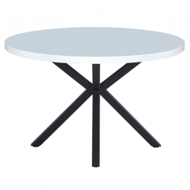 Étkezőasztal, fehér matt/fekete, átmérő 120 cm, MEDOR