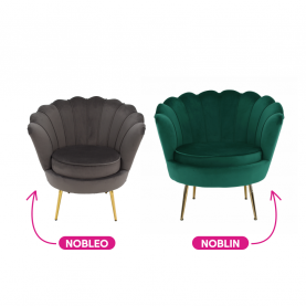 Fotel Art-deco stílusban, smaragd Velvet anyag/gold króm-arany, NOBLIN