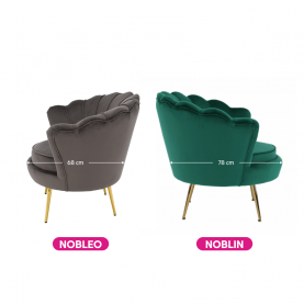 Fotel Art-deco stílusban, smaragd Velvet anyag/gold króm-arany, NOBLIN