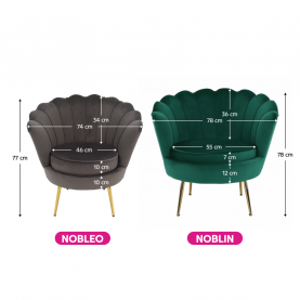 Fotel Art-deco stílusban, smaragd Velvet anyag/gold króm-arany, NOBLIN