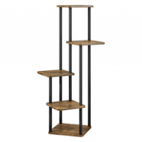 Fém virágállvány, fekete/rusztikus fa, ADITE Fém virágállvány, fekete/rusztikus fa, ADITE