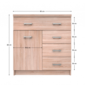 Komód 1D4S, sonoma tölgy, TOPTY TYP 20