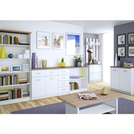 Komód 2D1S/60, fehér/sonoma tölgy, TOPTY TYP 41