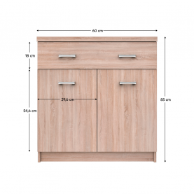 Komód 2D1S/60, sonoma tölgy, TOPTY TYP 42