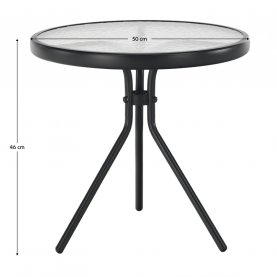 Kerti kisasztal, fekete acél/edzett üveg, HABIR Kerti kisasztal, fekete acél/edzett üveg, HABIR