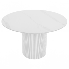 Étkezőasztal, fehér márvány/MDF, átmérő 120 cm, MAHIR TYP 1