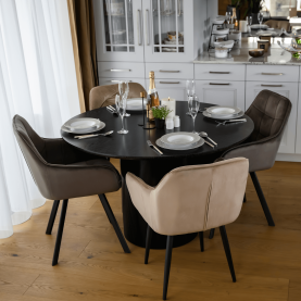 Étkezőasztal, fekete, átmérő 120 cm, MAHIR TYP 2