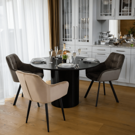 Étkezőasztal, fekete, átmérő 120 cm, MAHIR TYP 2