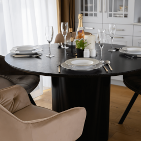 Étkezőasztal, fekete, átmérő 120 cm, MAHIR TYP 2