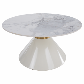 Dohányzóasztalok, 2 db-os szett, fehér márvány/fehér/arany, acél, MABUZ Dohányzóasztalok, 2 db-os szett, fehér márvány/fehér/arany, acél, MABUZ
