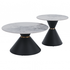 Dohányzóasztalok, 2 db-os szett, fehér márvány/fekete/arany, acél, MABUZ Dohányzóasztalok, 2 db-os szett, fehér márvány/fekete/arany, acél, MABUZ