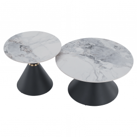Dohányzóasztalok, 2 db-os szett, fehér márvány/fekete/arany, acél, MABUZ Dohányzóasztalok, 2 db-os szett, fehér márvány/fekete/arany, acél, MABUZ