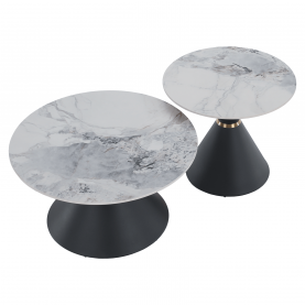 Dohányzóasztalok, 2 db-os szett, fehér márvány/fekete/arany, acél, MABUZ Dohányzóasztalok, 2 db-os szett, fehér márvány/fekete/arany, acél, MABUZ