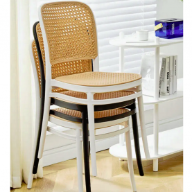 Rakásolható szék, fekete/bézs, LENITA Rakásolható szék, fekete/bézs, LENITA