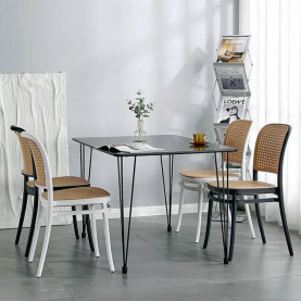 Rakásolható szék, fekete/bézs, LENITA Rakásolható szék, fekete/bézs, LENITA