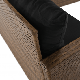 Kerti rattan szett, világosbarna/fekete, MADUL