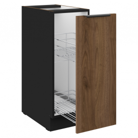 Alsó szekrény kihúzható kosárral, okapi dió/fekete, MENZO 30 D CARGO BB