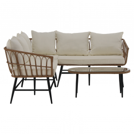 Kerti rattan szett, természetes/bézs/fekete, ARALY Kerti rattan szett, természetes/bézs/fekete, ARALY