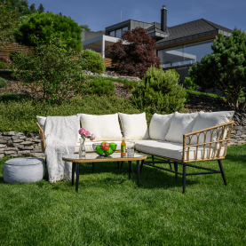 Kerti rattan szett, természetes/bézs/fekete, ARALY Kerti rattan szett, természetes/bézs/fekete, ARALY