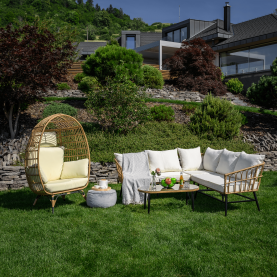 Kerti rattan szett, természetes/bézs/fekete, ARALY Kerti rattan szett, természetes/bézs/fekete, ARALY