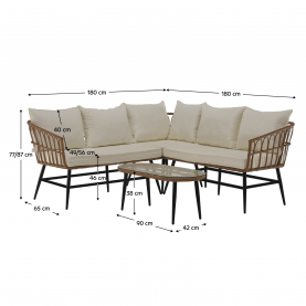 Kerti rattan szett, természetes/bézs/fekete, ARALY Kerti rattan szett, természetes/bézs/fekete, ARALY