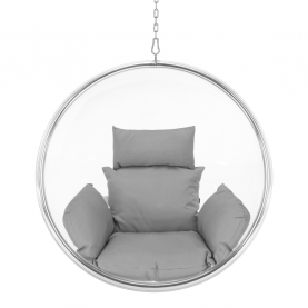 Függő fotel, átlátszó/ezüst/szürke, BUBBLE NEW TYP 1