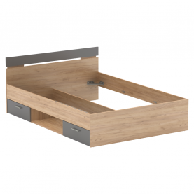 Ágykeret, 140x200, tölgy artisan/grafit, MICHIGAN NEW