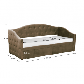 Ágy tárhellyel, 90x200, barna Velvet szövet, ZASKA Ágy tárhellyel, 90x200, barna Velvet szövet, ZASKA