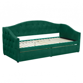 Ágy tárhellyel, 90x200, zöld Velvet szövet, ZASKA