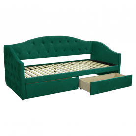 Ágy tárhellyel, 90x200, zöld Velvet szövet, ZASKA