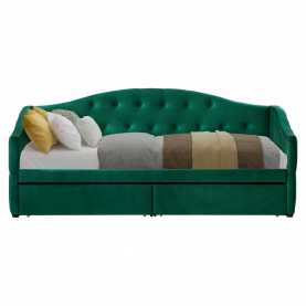 Ágy tárhellyel, 90x200, zöld Velvet szövet, ZASKA