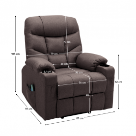 Állítható masszázs fotel, barna, HUDSON Állítható masszázs fotel, barna, HUDSON