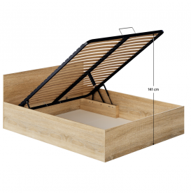 Ágy fém ráccsal és tárolóhellyel, 160x200, sonoma tölgy, DOLI