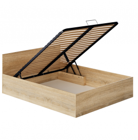 Ágy fém ráccsal és tárolóhellyel, 160x200, sonoma tölgy, DOLI