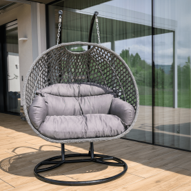 Függő dupla fotel, fekete/szürke/sötétszürke, DAKAN NEW Függő dupla fotel, fekete/szürke/sötétszürke, DAKAN NEW