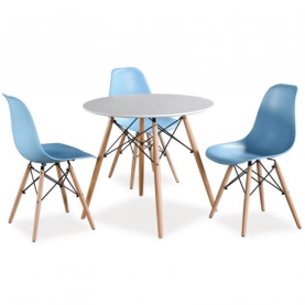 Étkezőasztal,  fehér/bükk, átmérő 90 cm, GAMIN 2 NEW 90