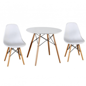 Étkezőasztal,  fehér/bükk, átmérő 90 cm, GAMIN 2 NEW 90