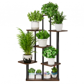 Fém virágállvány, fekete/rusztikus fa, ADITE TYP 2 Fém virágállvány, fekete/rusztikus fa, ADITE TYP 2