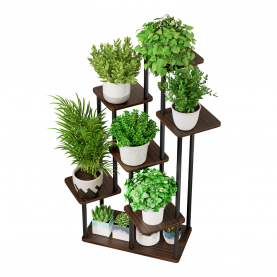 Fém virágállvány, fekete/rusztikus fa, ADITE TYP 2 Fém virágállvány, fekete/rusztikus fa, ADITE TYP 2