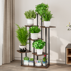 Fém virágállvány, fekete/rusztikus fa, ADITE TYP 2 Fém virágállvány, fekete/rusztikus fa, ADITE TYP 2