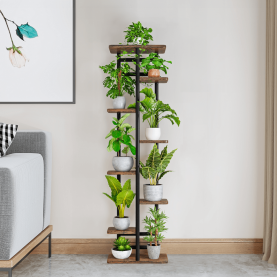 Fém virágállvány, fekete/rusztikus fa, LEDOR TYP 4 Fém virágállvány, fekete/rusztikus fa, LEDOR TYP 4