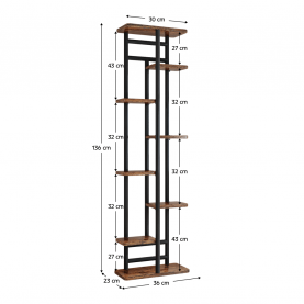 Fém virágállvány, fekete/rusztikus fa, LEDOR TYP 4 Fém virágállvány, fekete/rusztikus fa, LEDOR TYP 4