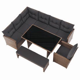 Kerti rattan szett, szürkésbarna/világosbarna, SAGIR Kerti rattan szett, szürkésbarna/világosbarna, SAGIR