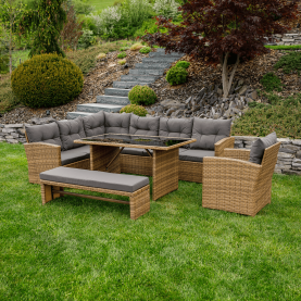 Kerti rattan szett, szürkésbarna/világosbarna, SAGIR Kerti rattan szett, szürkésbarna/világosbarna, SAGIR