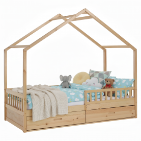 Montessori ágy, 90x200, természetes, tömör, BIANKA Montessori ágy, 90x200, természetes, tömör, BIANKA