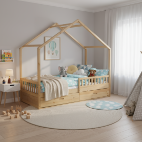 Montessori ágy, 90x200, természetes, tömör, BIANKA Montessori ágy, 90x200, természetes, tömör, BIANKA