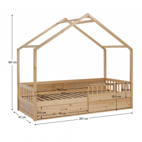 Montessori ágy, 90x200, természetes, tömör, BIANKA Montessori ágy, 90x200, természetes, tömör, BIANKA