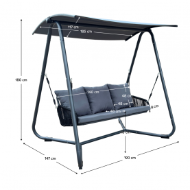 Kerti hinta, szürke/sötétszürke, JAIRA