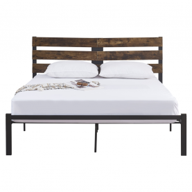 Franciaágy ráccsal, rusztikus tölgy/fém, 160x200, ANEYA